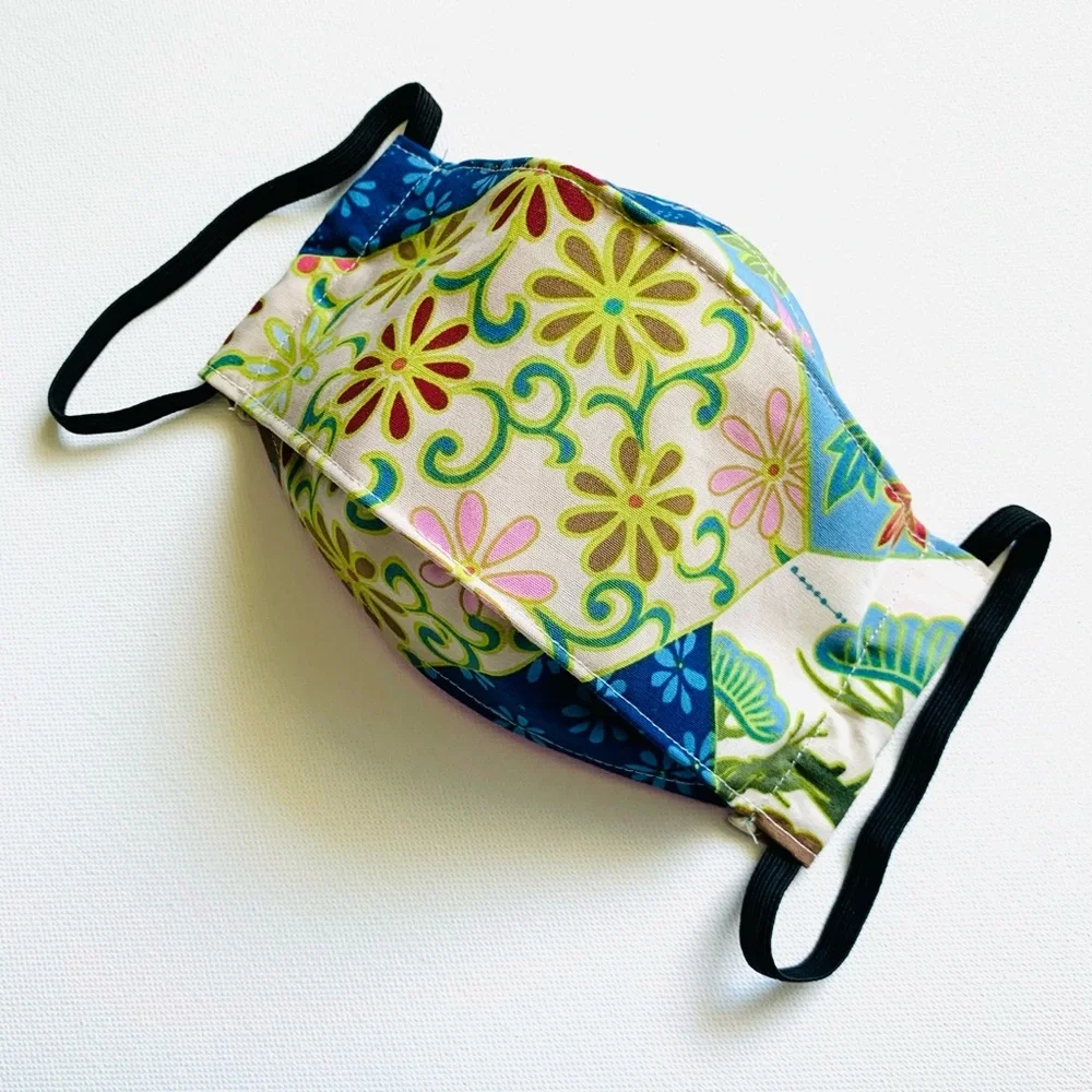 NEW Handmade Blue Heritage Print 3D Mask